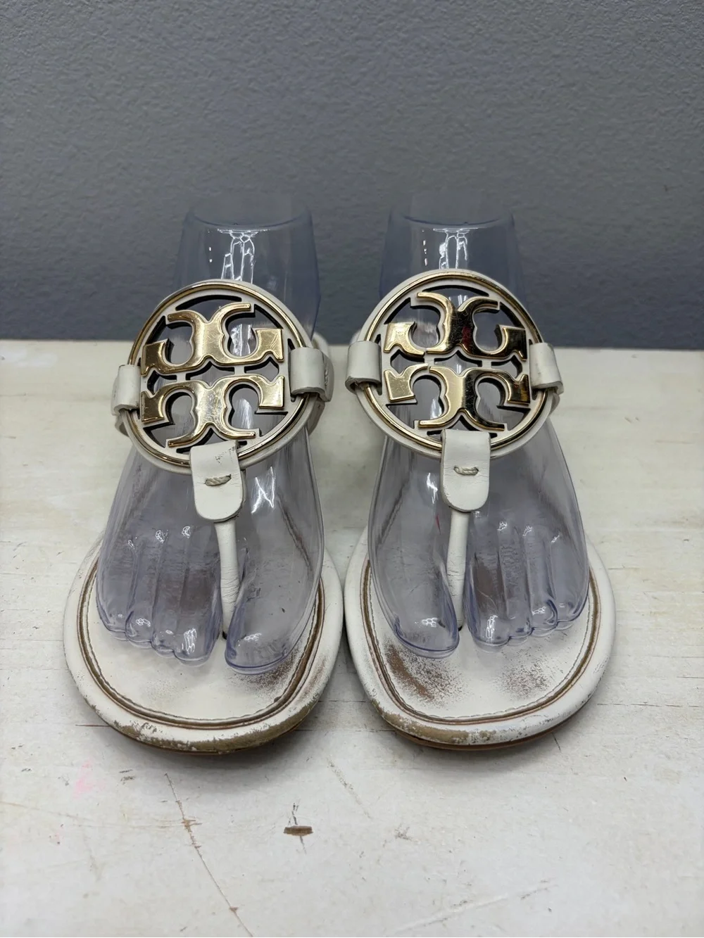 Tory Burch White Leather Miller Sandals Size 9